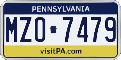 PA license plate MZO7479