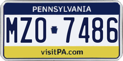 PA license plate MZO7486