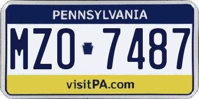 PA license plate MZO7487