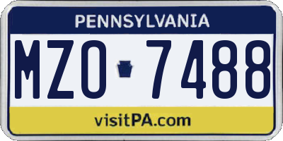 PA license plate MZO7488