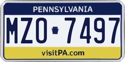 PA license plate MZO7497