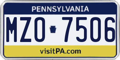 PA license plate MZO7506