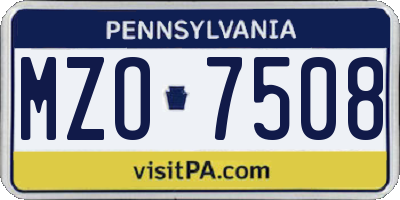 PA license plate MZO7508