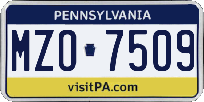 PA license plate MZO7509