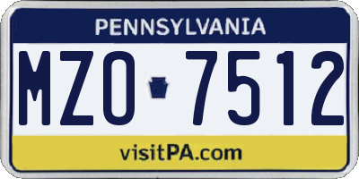 PA license plate MZO7512