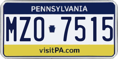 PA license plate MZO7515
