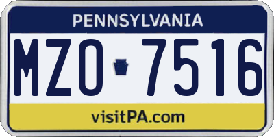 PA license plate MZO7516