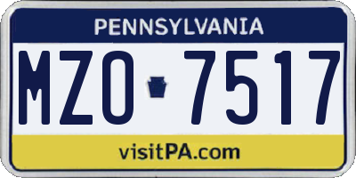 PA license plate MZO7517