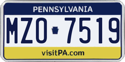 PA license plate MZO7519