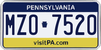 PA license plate MZO7520