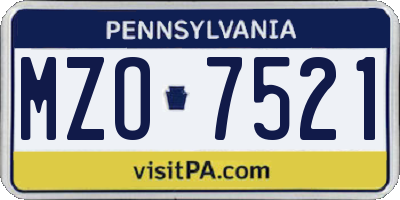 PA license plate MZO7521