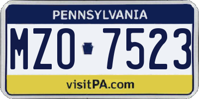 PA license plate MZO7523