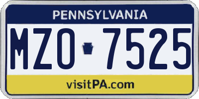 PA license plate MZO7525