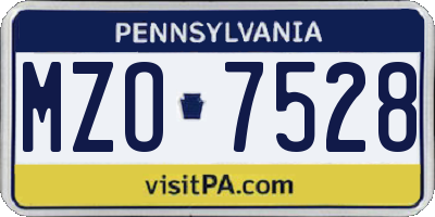 PA license plate MZO7528