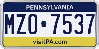 PA license plate MZO7537
