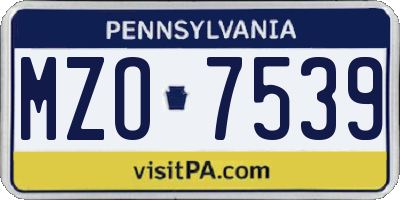 PA license plate MZO7539