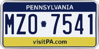 PA license plate MZO7541