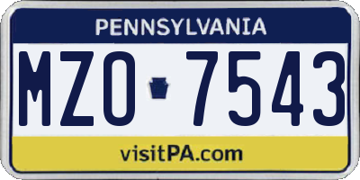 PA license plate MZO7543