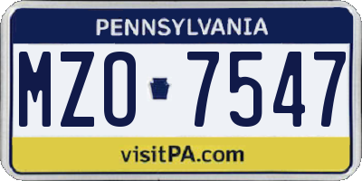 PA license plate MZO7547