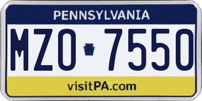 PA license plate MZO7550