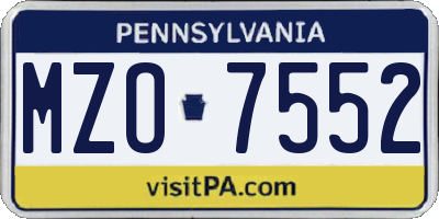 PA license plate MZO7552