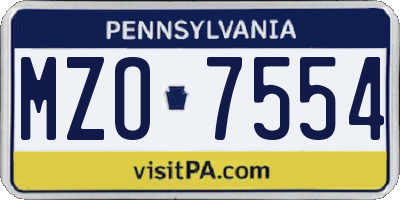 PA license plate MZO7554
