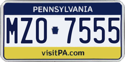 PA license plate MZO7555