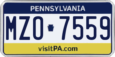 PA license plate MZO7559