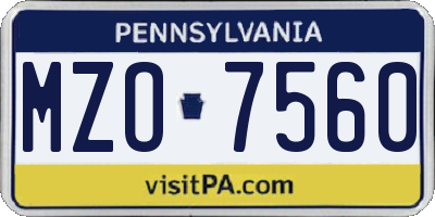 PA license plate MZO7560