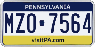 PA license plate MZO7564