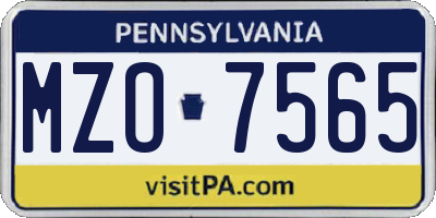 PA license plate MZO7565
