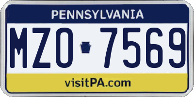 PA license plate MZO7569