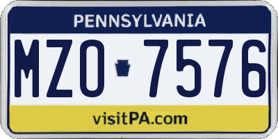 PA license plate MZO7576