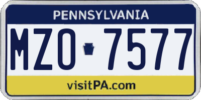 PA license plate MZO7577