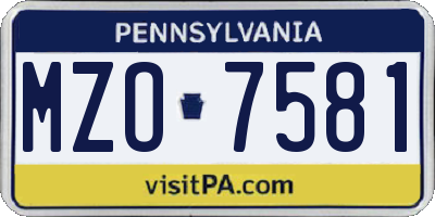 PA license plate MZO7581