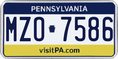 PA license plate MZO7586