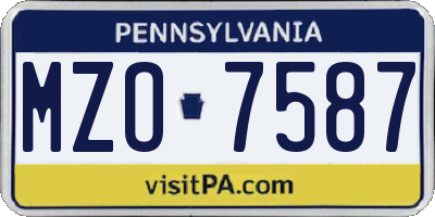 PA license plate MZO7587