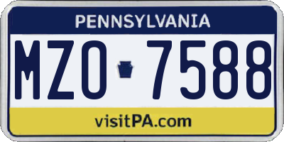 PA license plate MZO7588
