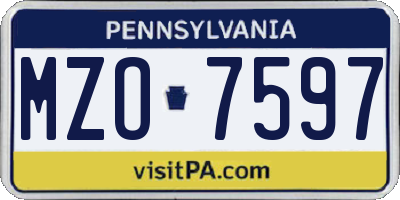PA license plate MZO7597