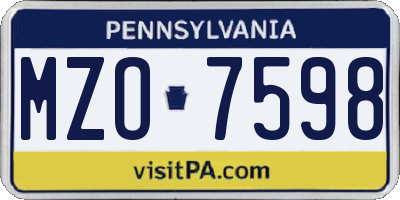 PA license plate MZO7598