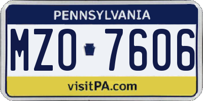 PA license plate MZO7606