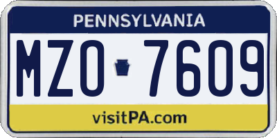 PA license plate MZO7609