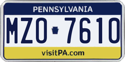 PA license plate MZO7610