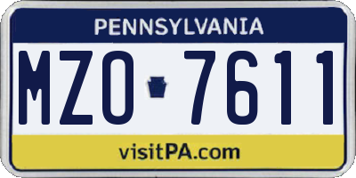 PA license plate MZO7611