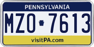 PA license plate MZO7613
