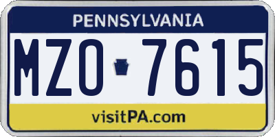 PA license plate MZO7615