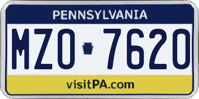 PA license plate MZO7620