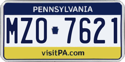 PA license plate MZO7621