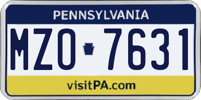 PA license plate MZO7631