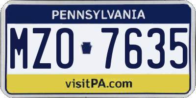 PA license plate MZO7635